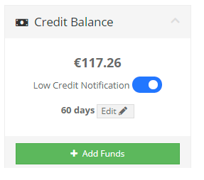 low credit notification widget
